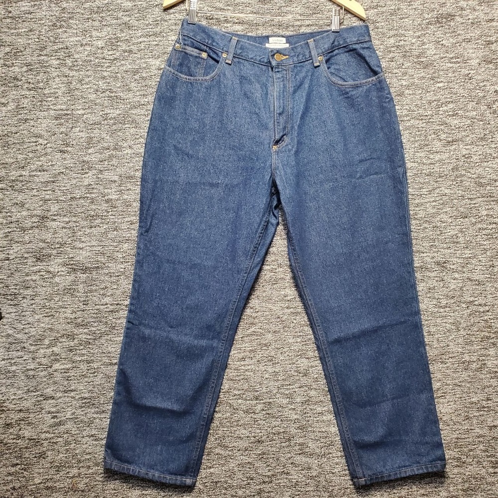 LL Bean Original Fit Relaxed Jeans Womens 16 Petite 16P‎ Blue Cotton Denim Mom
